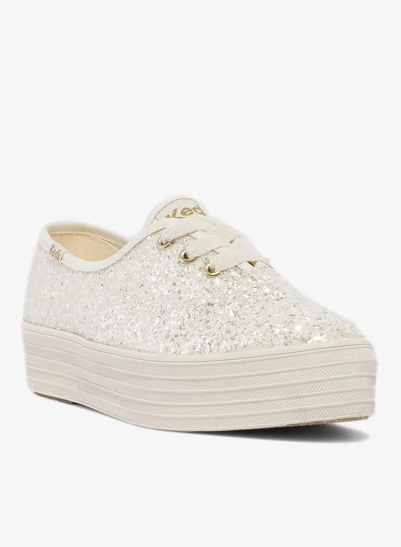 Keds Light Beige Keds Women's Point Lace Up Platform Glitter Casual Sneaker Beige for Women | Best Price UAE